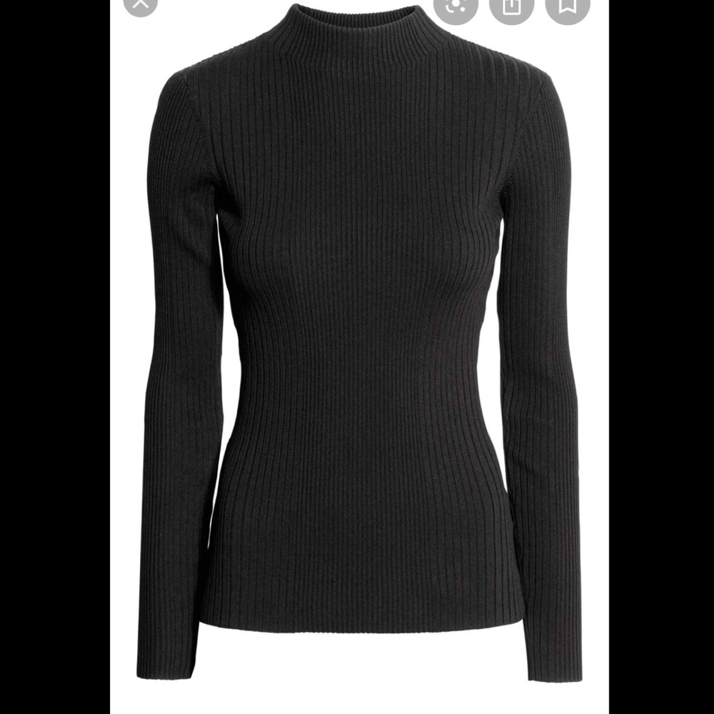 H&M black ribbed high-neck long sleeve top